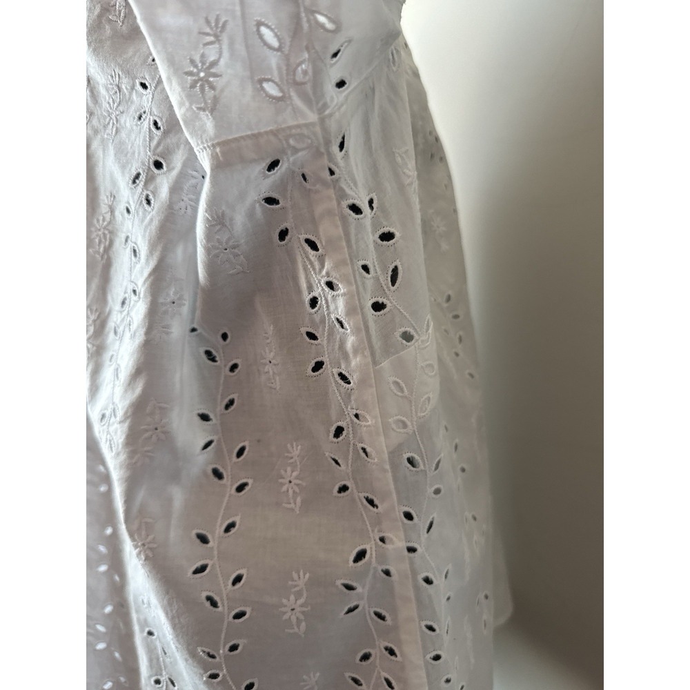 Talbots Woman Petites 16W White Embroidered Eyelet Button Down Blouse Plus - Picture 15 of 16